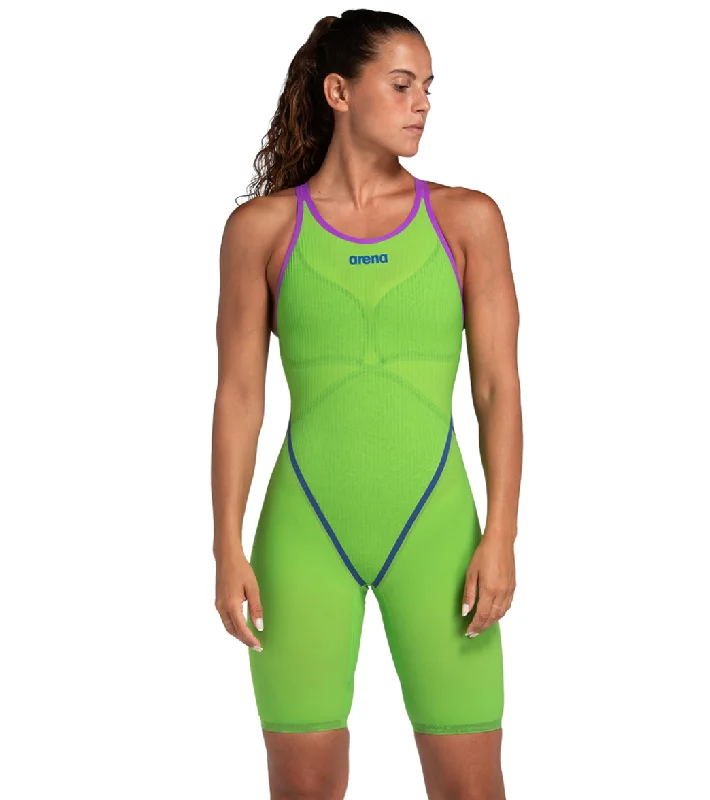 Arena Women's Powerskin Primo SL Open Back Tech Suit Swimsuit Emerald Boa Mesh Swimsuit Top