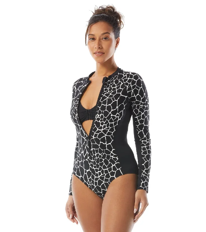 Beach House Women's Desert Giraffe Sculpt Long Sleeve Zip Front Two Piece Swimsuit Elegant Swim Dress Beach House Women's Desert Giraffe Sculpt Long Sleeve Zip Front Two Piece Swimsuit Elegant Swim Dress