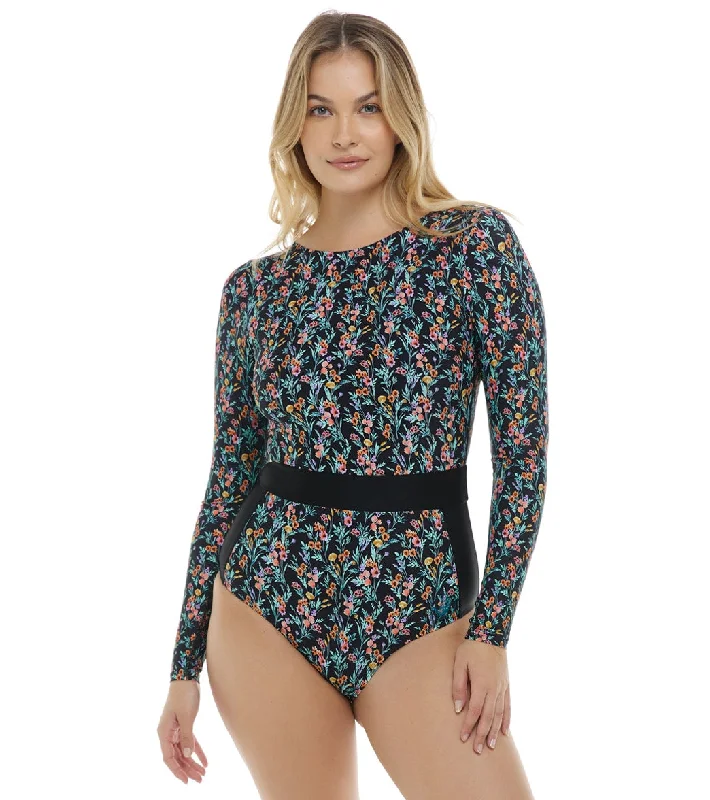 Body Glove Women's Abloom Wave Long Sleeve One Piece Swimsuit Classic Monokini Design Body Glove Women's Abloom Wave Long Sleeve One Piece Swimsuit Classic Monokini Design