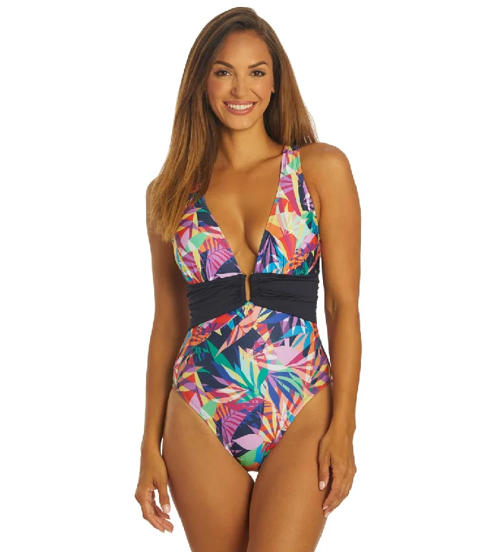 Dolfin Aquashape Women's Print Contemporary Deep V-Neck One Piece Swimsuit Trendy Swimsuit Bottoms Dolfin Aquashape Women's Print Contemporary Deep V-Neck One Piece Swimsuit Trendy Swimsuit Bottoms