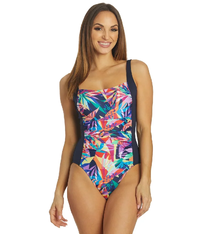 Dolfin Women's Aquashape Print Moderate Square Neck One Piece Swimsuit Halter Top Bikini Dolfin Women's Aquashape Print Moderate Square Neck One Piece Swimsuit Halter Top Bikini