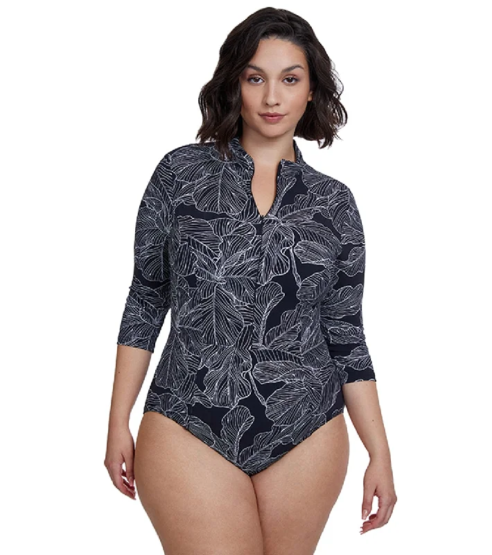 Gottex Women's Modest Mock Turtleneck One Piece Swimsuit BLK/WHT High-Waisted Swim Bottoms Gottex Women's Modest Mock Turtleneck One Piece Swimsuit BLK/WHT High-Waisted Swim Bottoms