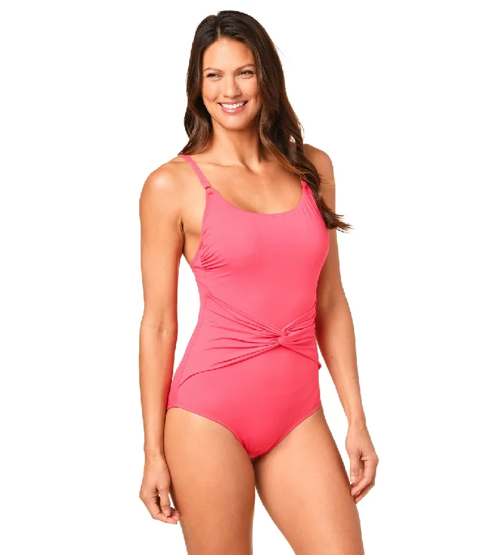 Jantzen Women's Solid Mio Mia! One Piece Swimsuit Watermelon Vibrant Bikini Design