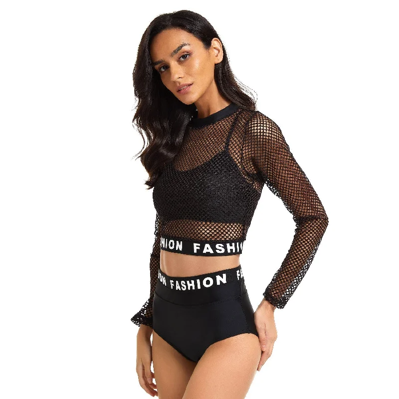 Sexy Long Sleeves 3pcs Swimsuits for Women Plus-Size Bikini Set