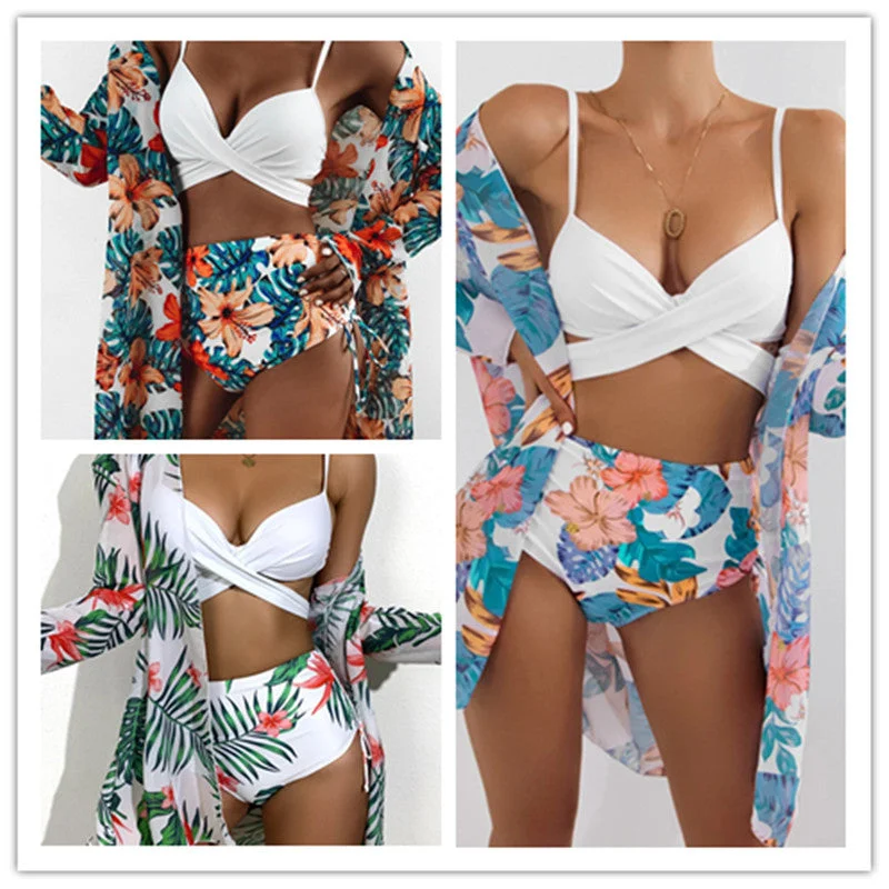Sexy Women Bikini Swimwear 3pcs/Set Push-Up Bikini Bottoms