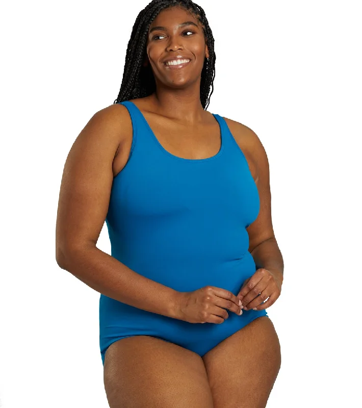 Sporti Plus Size HydroLast Chlorine Resistant Moderate Scoop Back One Piece Swimsuit Teal Plunge Neckline Swimsuit Sporti Plus Size HydroLast Chlorine Resistant Moderate Scoop Back One Piece Swimsuit Teal Plunge Neckline Swimsuit