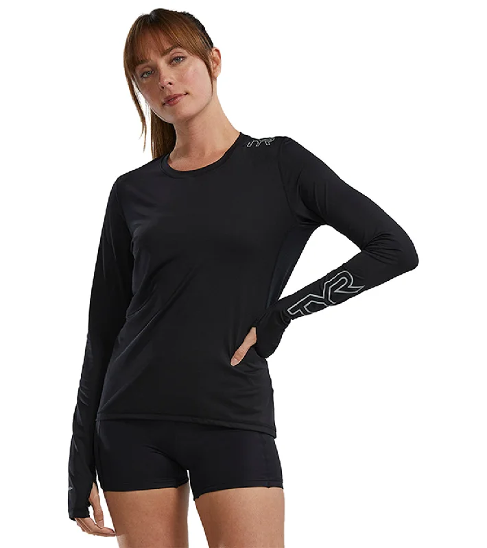 TYR Women's SunDefense Vented Long Sleeve UPF 50+ Swim Shirt Black Strappy Back Bikini TYR Women's SunDefense Vented Long Sleeve UPF 50+ Swim Shirt Black Strappy Back Bikini