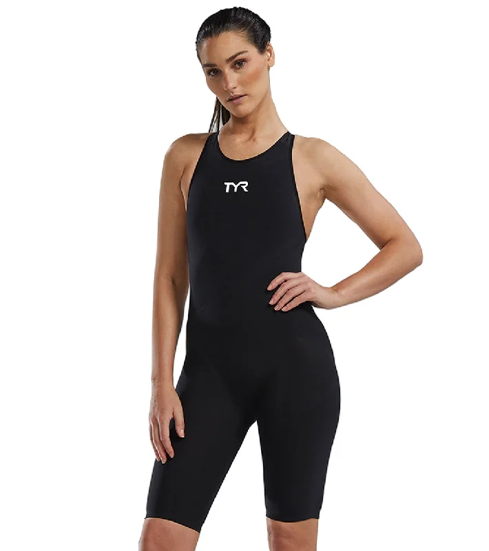 TYR Women's Venzo Closed Back Tech Suit Swimsuit Onyx Button-Front Swimsuit