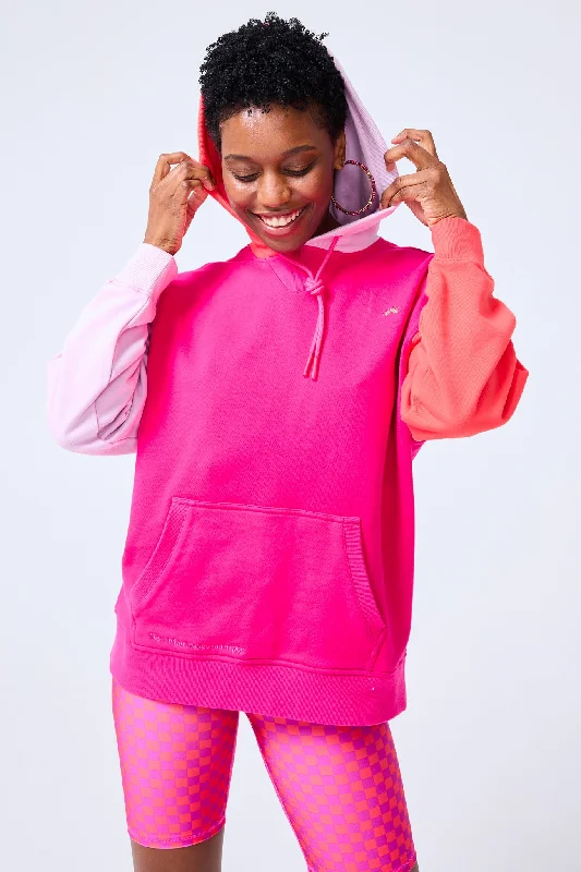 Colorblock Hoodie in Bougainvillea Hoodie with Back Slit Movement Comfort