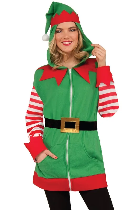 Christmas Elf Adults Hoodie Costume Hoodie with Lining Warm Insulated