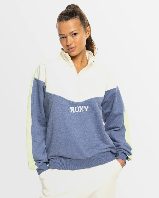 Womens Essential Energy Half-Zip Sweatshirt Hoodie with Hem Patch Decorative Personalized