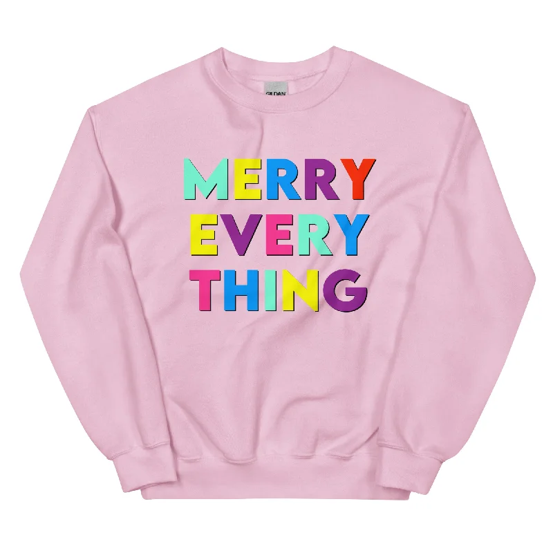 Merry Everything Sweatshirt Hoodie with Rolled Sleeves Casual Relaxed