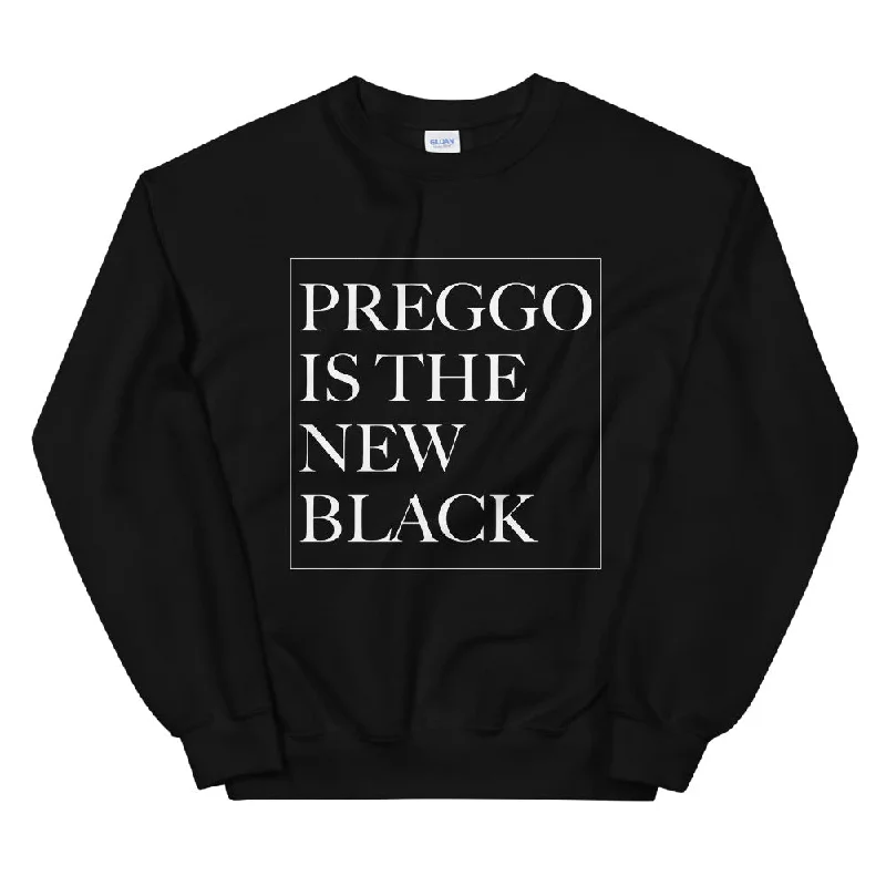 Preggo Is The New Black™ Sweatshirt Hoodie with Patch Decorative Personalized