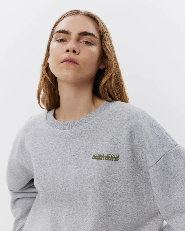 ELISW SWEATSHIRT - Grey mel Hoodie with Mock Neck Collared Structured