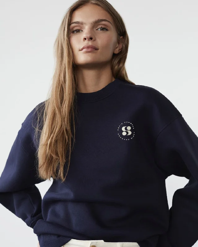 PARISW SWEATSHIRT - Navy Hoodie with Toggle Buttons Decorative Unique