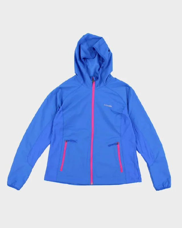 Woman's Blue Columbia Zip up Hooded Anorak - XL Hoodie with Set-In Sleeves Structured Classic