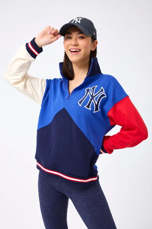 Yankees Colorblock Quarter Zip Sweatshirt in Team Colors Hoodie with Logo Branding Identity