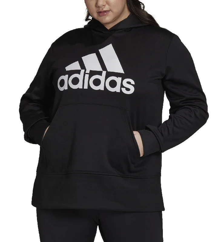 Adidas Plus Size Aeroready Big Logo Long Sleeve Hoodie Hoodie with Ribbed Cuffs Snug Fit Comfort