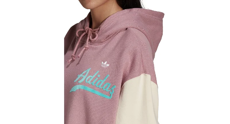 Adidas Womens Colorblocked Cropped Hoodie Hoodie with Batwing Sleeves Loose Dramatic