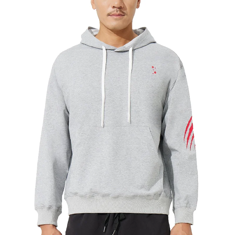 Beast Essential Grey Claw Hoodie-The Scratch Hoodie with Button Placket Classic Preppy