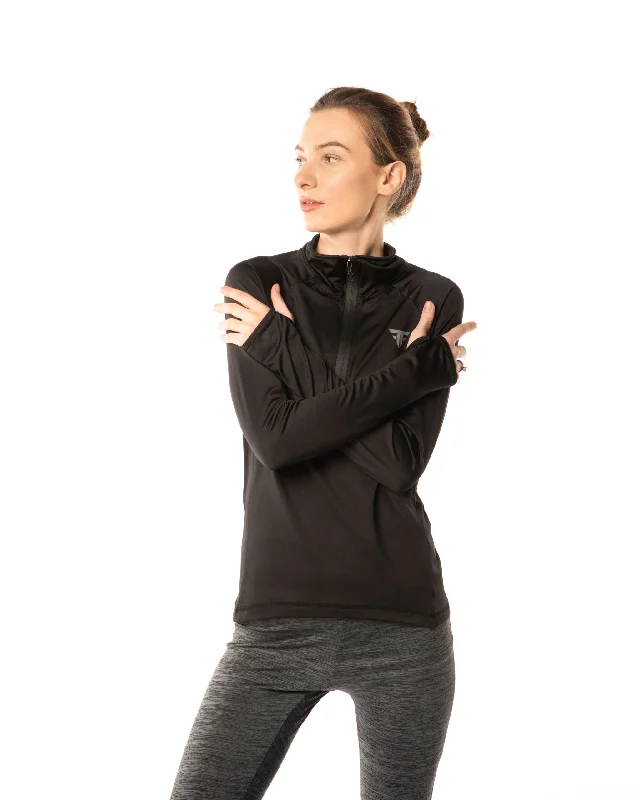 Black Half Zipper Sweatshirt - Fit Freak Hoodie with Button Classic Timeless