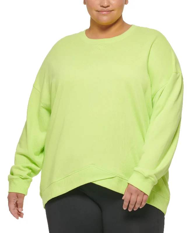 Calvin Klein Performance Plus Size Dropped-Shoulder Sweatshirt Hoodie with Hem Embroidery Detailed Premium