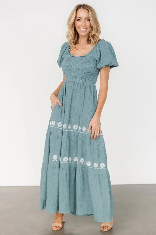 Carrington Maxi Dress | Vintage Teal Classic A-Line Maxi Dress