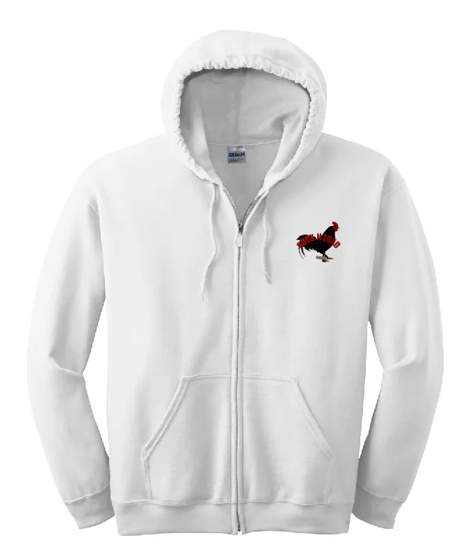 Cock n load 2a Embroidered Gildan® - Heavy Blend™ Full-Zip Hooded Sweatshirt Hoodie with Raw Hem Edgy Unfinished