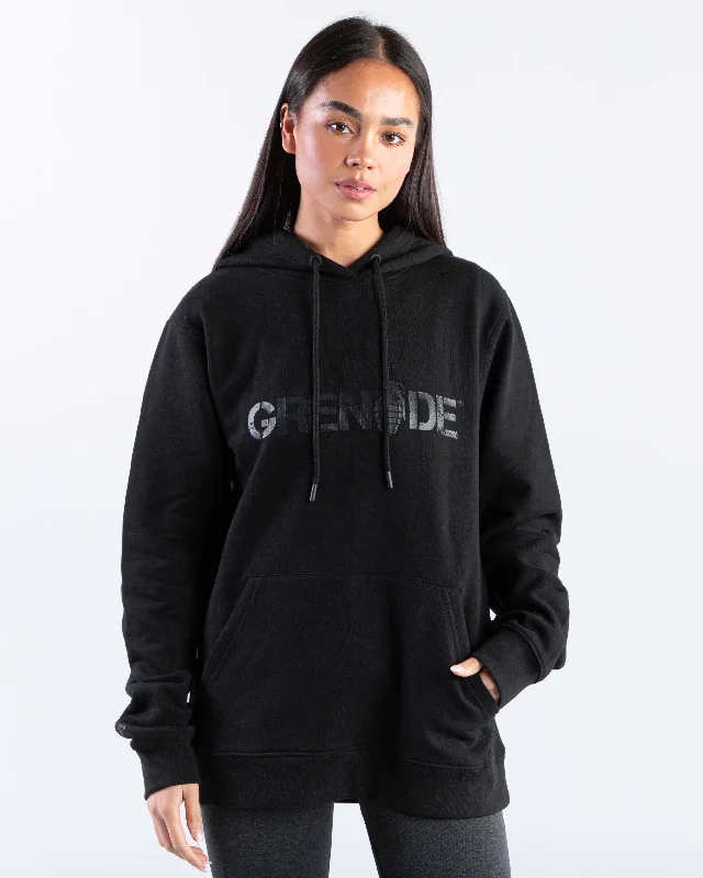 Core Hoodie - Black / Black Hoodie with Hem Elastic Stretchable Comfortable