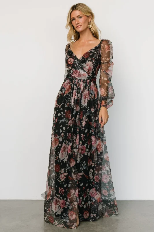 Desiree Tulle Maxi Dress | Black + Berry Stylish Empire Waist Maxi Dress