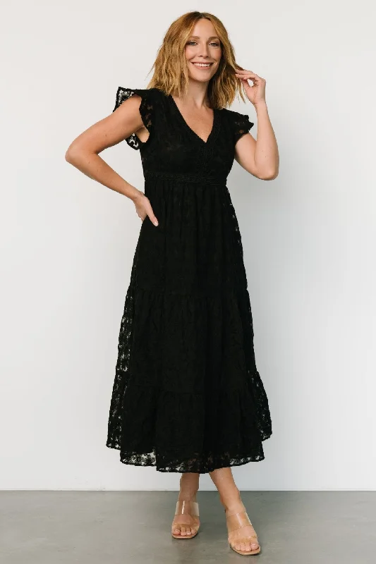 Ferrara Lace Maxi Dress | Black Fashionable Printed Maxi Dress