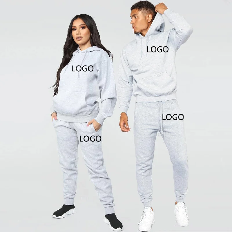 Fleece Tracksuits Men Women Two Pieces Set Hooded Oversized Sweatshirt Pants Solid Color Hoodie Autumn Winter Casual Suits 2021 Hoodie with Relaxed Fit Easy Casual