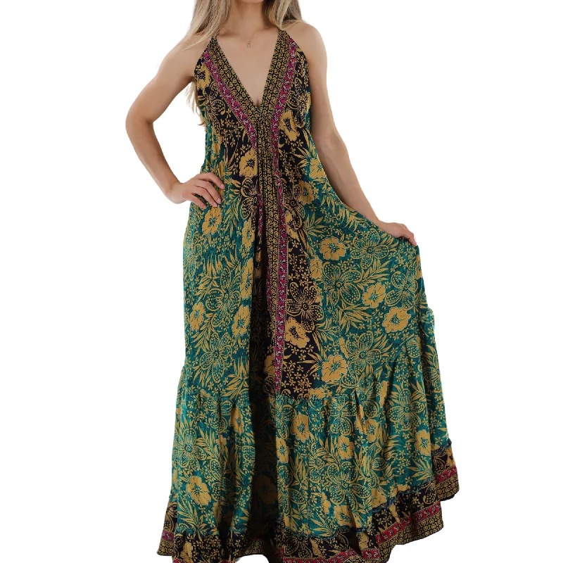 Floral 'Caterina' Maxi Dress with V-Neckline Stylish Long Sleeve Maxi Dress