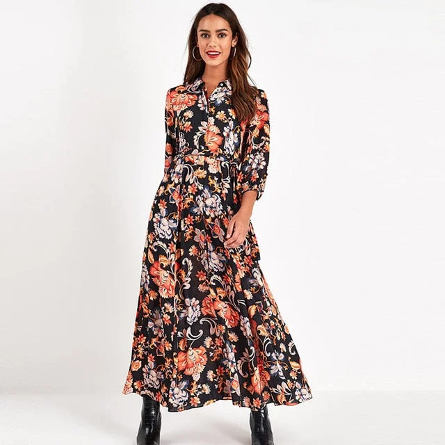 Floral Print Maxi Dress For Women Fashionable Faux Wrap Maxi Dress