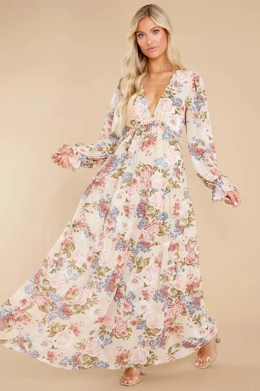 Gracefully Yours Floral Chiffon Boho Maxi Dress Classic Black Maxi Dress