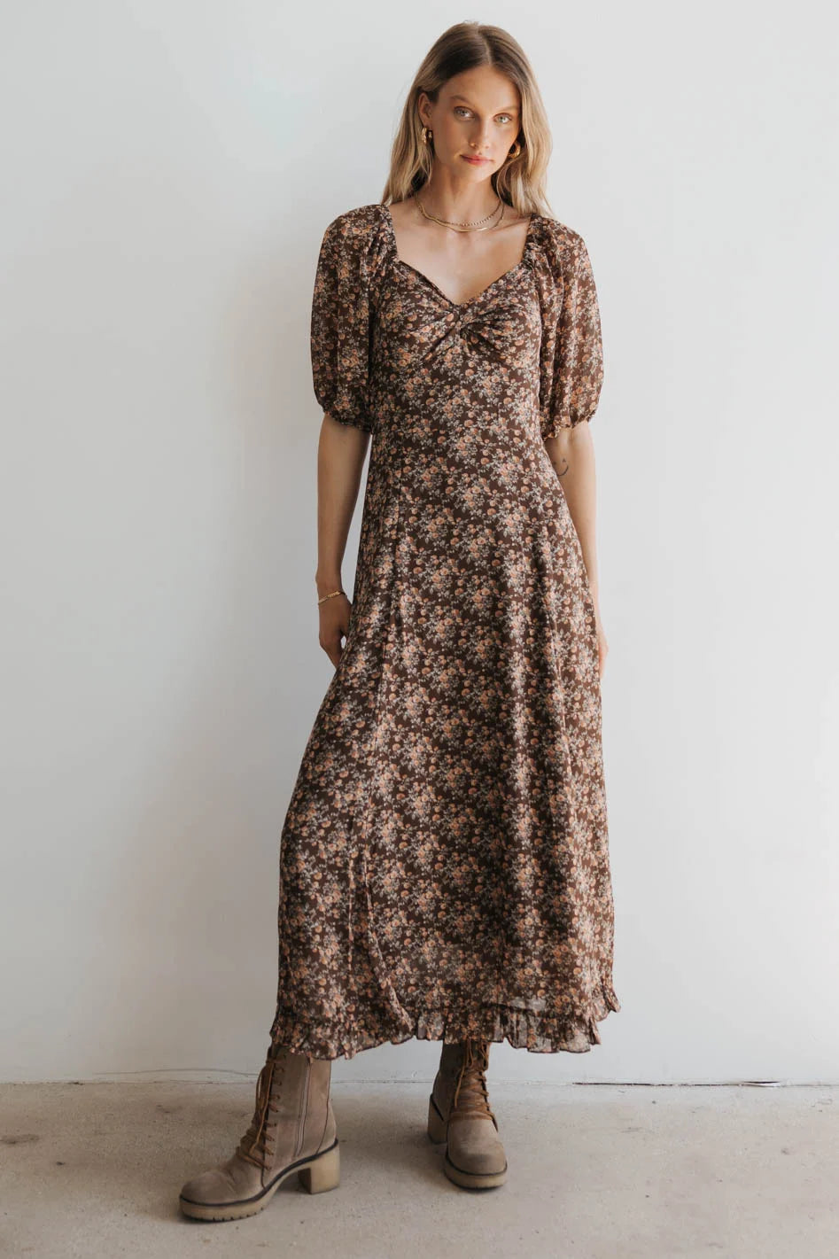 Jordana Floral Maxi Dress Cozy Maxi Dress with Slit