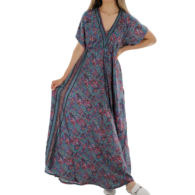 Long 'Valentina' V-Neck Maxi Dress Comfortable Long-Sleeve Maxi Dress