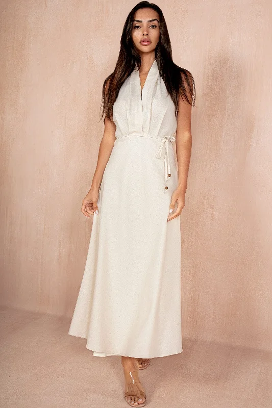 Mina Stone Linen Maxi Dress Fashionable Chiffon Maxi Dress