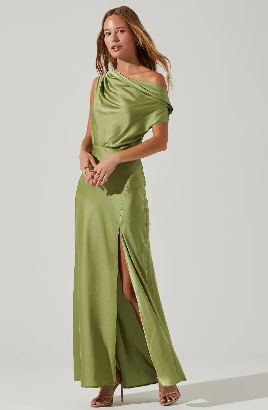 Monroe Satin Off Shoulder Maxi Dress Chic Summer Maxi Dress