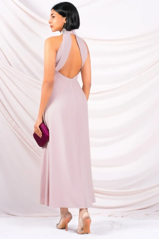 Pink Backless Maxi Dress Stylish Boho Chic Maxi Dress