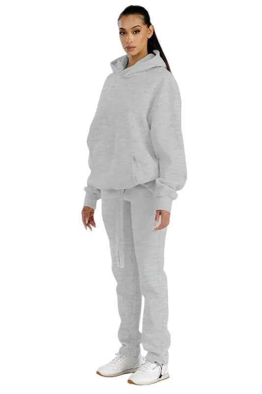 Premium Cotton Blend Hoodie 2PC Set Hoodie with Elastic Waist Stretchable Comfortable