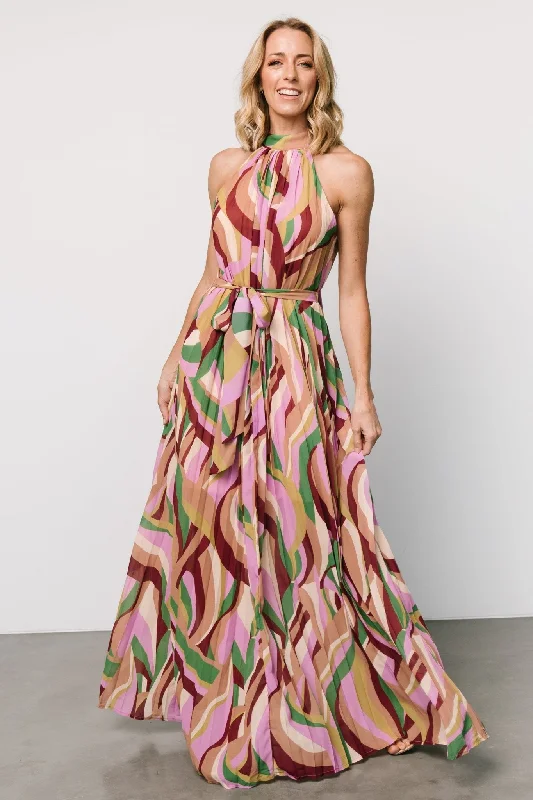 Rita Maxi Dress | Green Multi Print Stylish Long Sleeve Maxi Dress