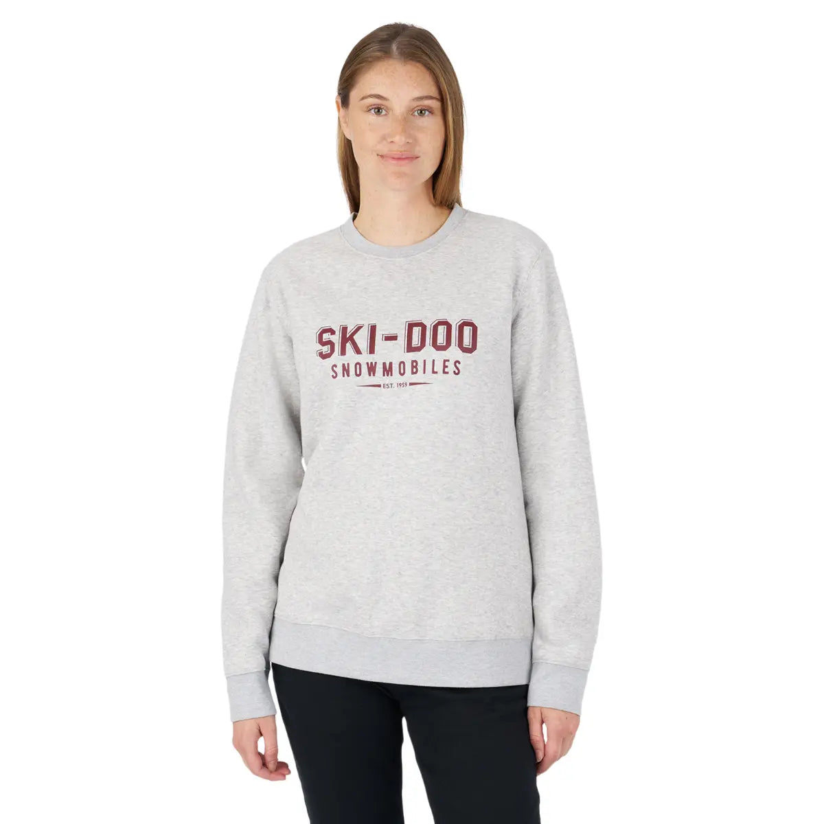 Ski-Doo Women's Vintage Crew Sweatshirt Hoodie with Slit Hem Functional Movement