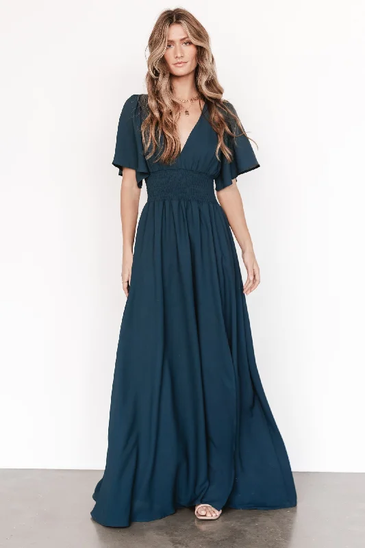 Verona Smocked Maxi Dress | Topaz Fashionable High-Low Maxi Dress