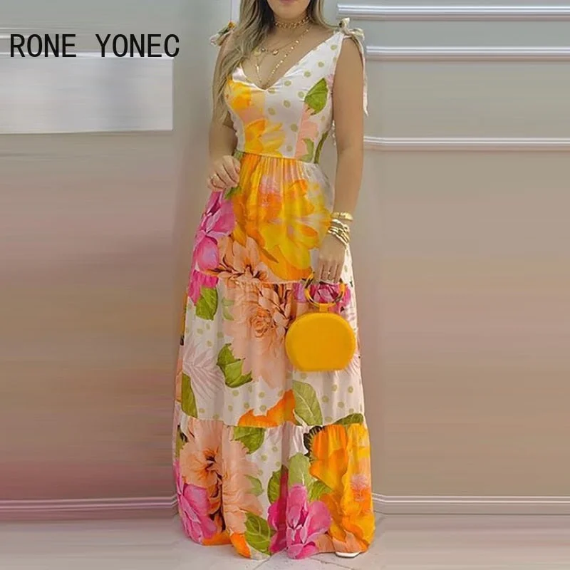 Women Floral Print Maxi Dress Classic Tulle Maxi Dress