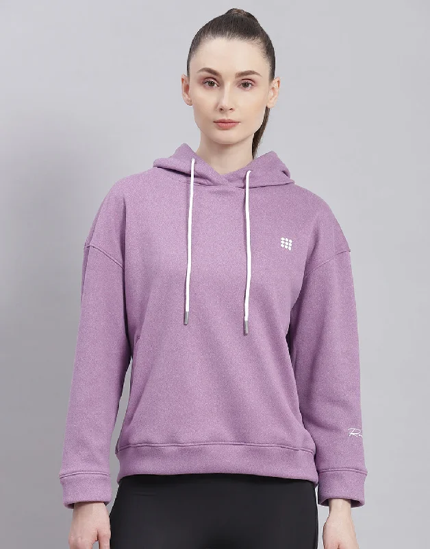 Women Purple Solid Hooded Full Sleeve Sweatshirt Hoodie with Earth Tones Natural Calm