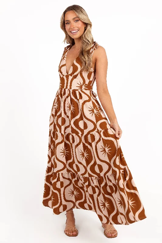 Zora Maxi Dress - Tan Print Chic Summer Maxi Dress