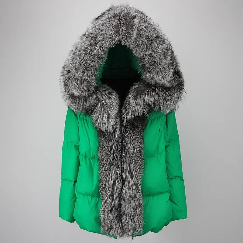 Real Fox Fur Coat Winter Women New Natural Collar Thick Warm Hooded Duck Down Jacket Luxury Outwear Female Loose Denim Jacket Leather Jacket Suede Jacket Real Fox Fur Coat Winter Women New Natural Collar Thick Warm Hooded Duck Down Jacket Luxury Outwear Female Loose Denim Jacket Leather Jacket Suede Jacket