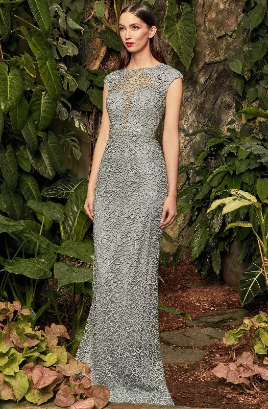 Alexander by Daymor Fully Lace Cap Sleeve Bateau Sheath Dress 975 - 1 pc Navy In Sizes 10 Available