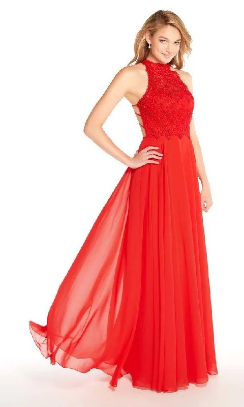 Alyce Paris - 60061 Beaded Lace Bodice Strappy Open Back Chiffon Gown